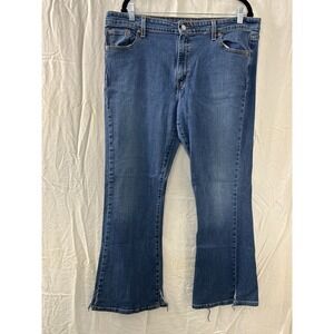 Levis Blue 519 Low Stretch Bell Bottom High Rise Denim Jean Pants Womens Size 17